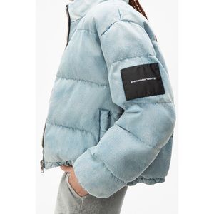 Alexander Wang puffer jacket in bleached denim xs